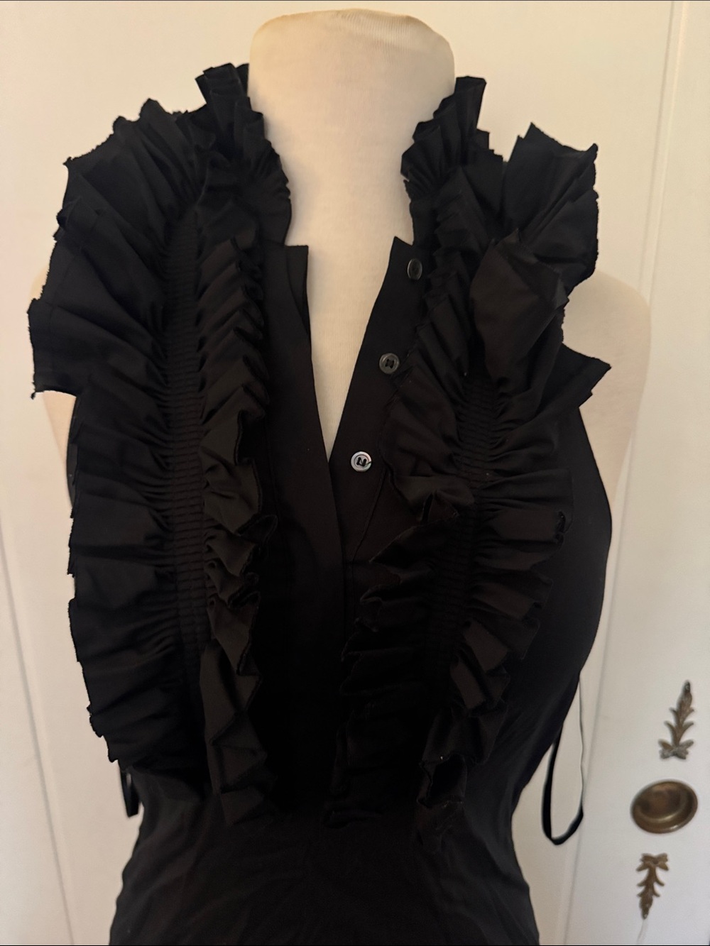 BCBGMaxAzria Black ruffled halter top